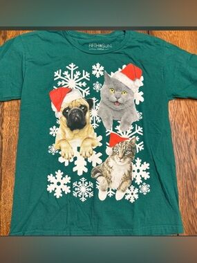 Fifth Sun Teal Green Holiday Graphic Tee